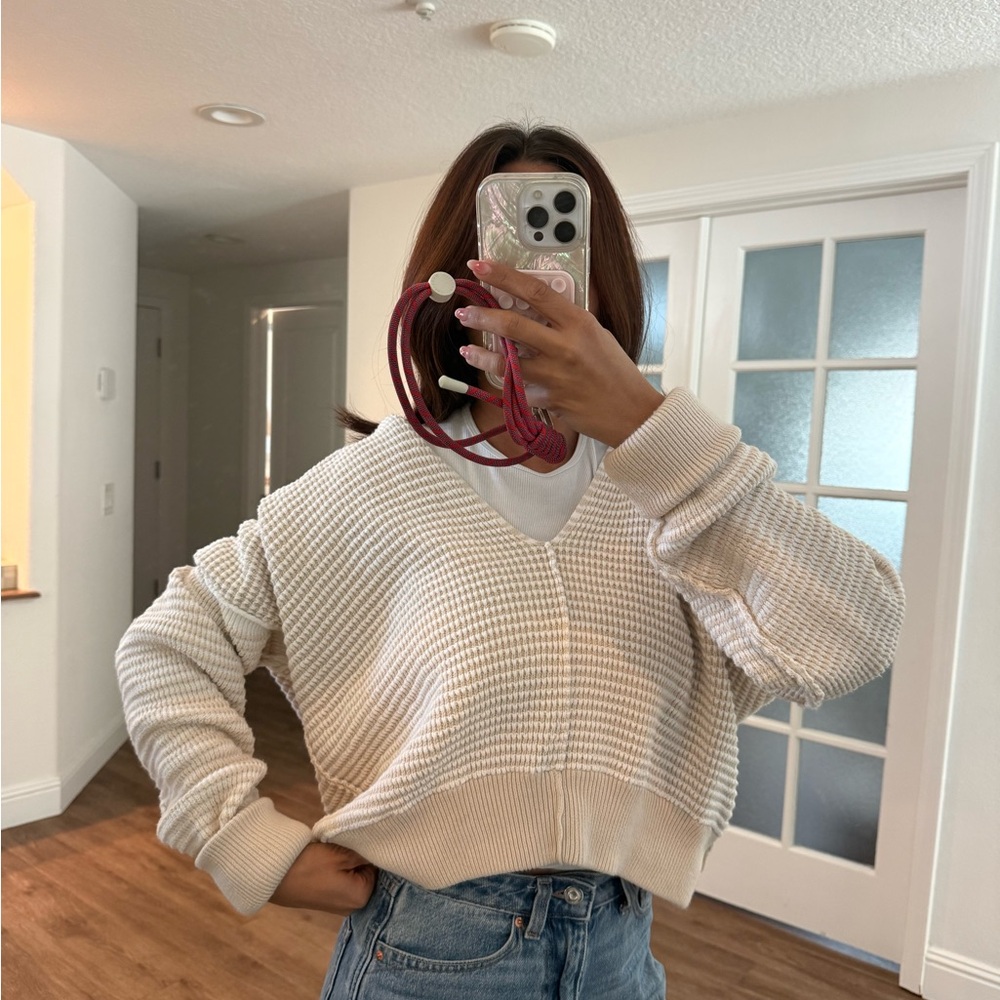 Free People Cream Knit Sweater